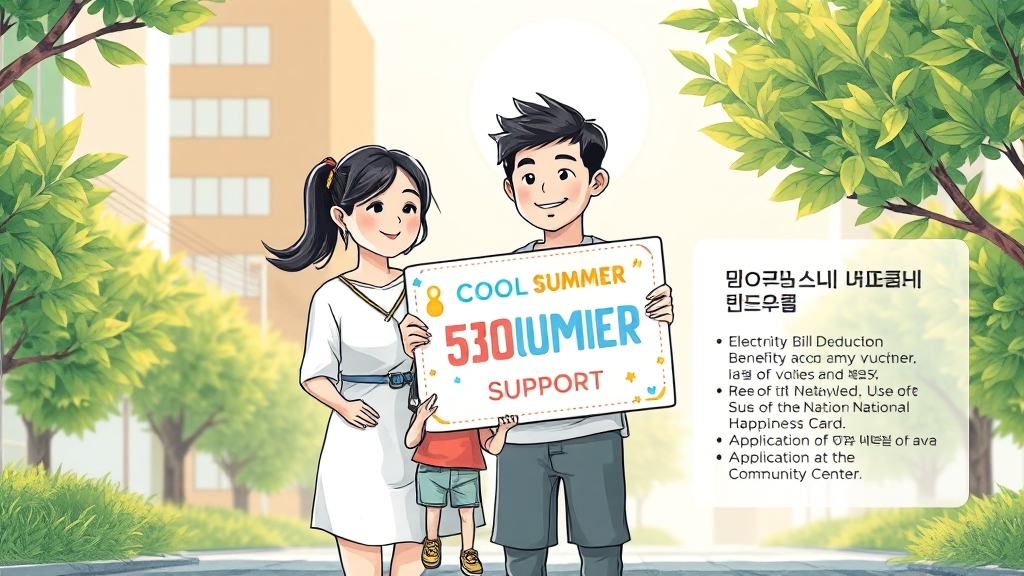냉방비 지원 및 바우처 활용 (cartoon 스타일)