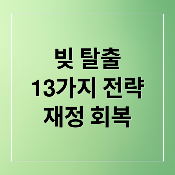 빚 탈출
13가지 전략
재정 회복 (보도새퍼 빚 청산 13가지)