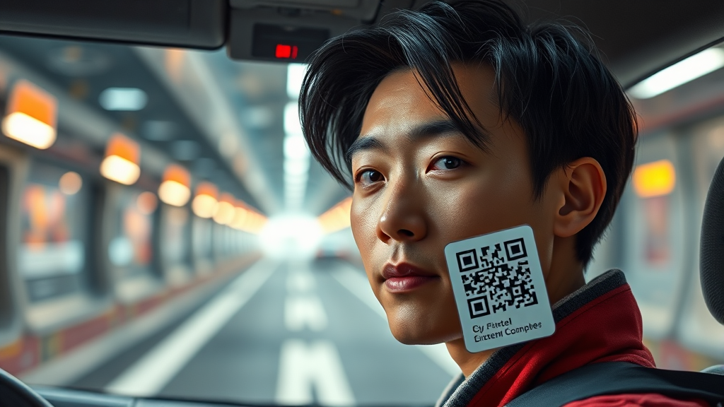 IC 카드 vs QR 코드 방식 비교 (realistic 스타일)