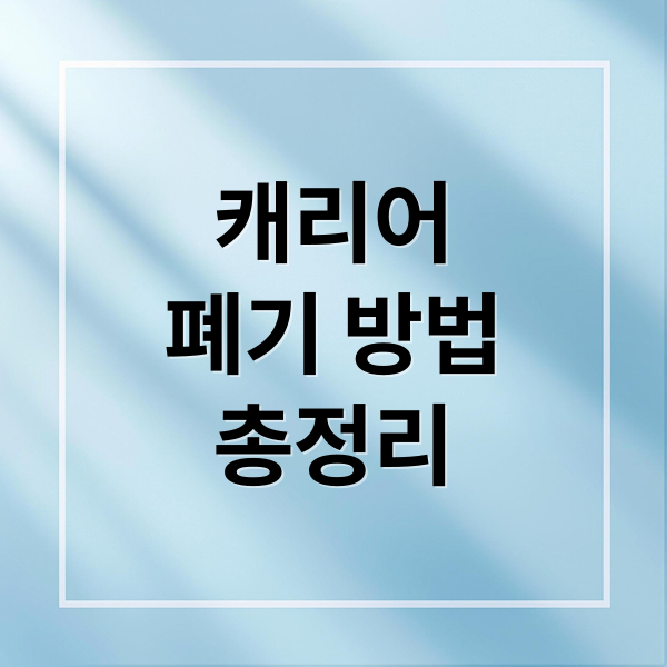 캐리어
폐기 방법
총정리 (여행용 캐리어 폐기 방법)