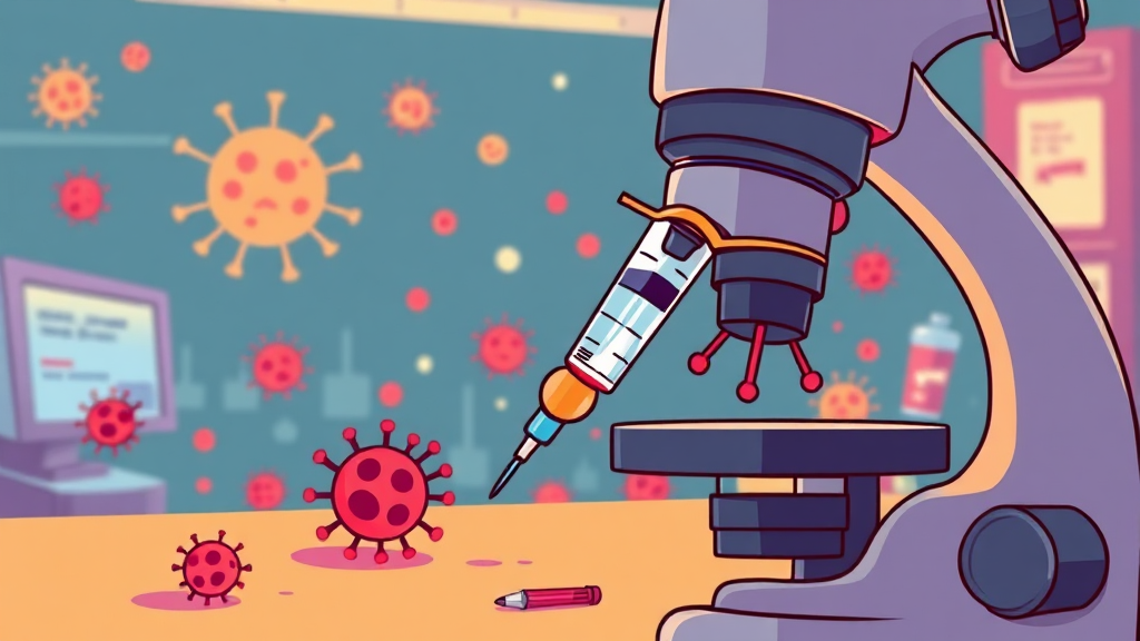 니파바이러스 관련주: 백신 및 치료제 개발 (cartoon 스타일)