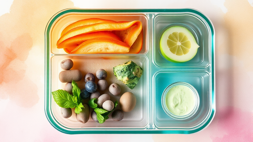 당뇨 도시락, 맛과 건강 두 마리 토끼 잡기 (watercolor 스타일)