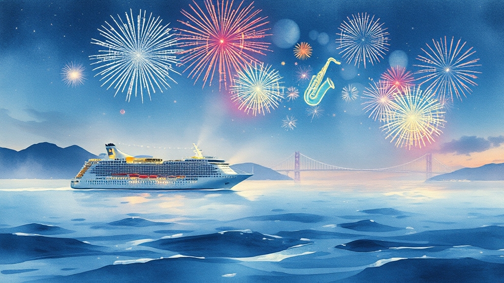 미남크루즈, 불꽃놀이 & 공연은? (watercolor 스타일)