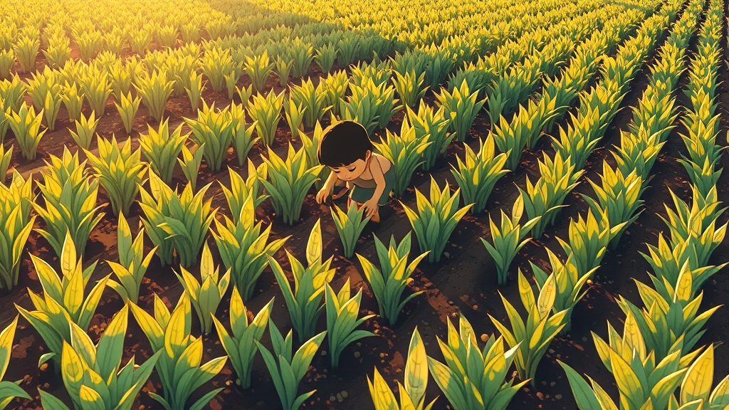 심는 시기 및 밭 준비 (cartoon 스타일)