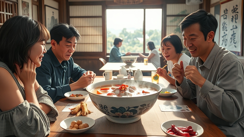 삼복더위와 보양식 유래 (realistic 스타일)