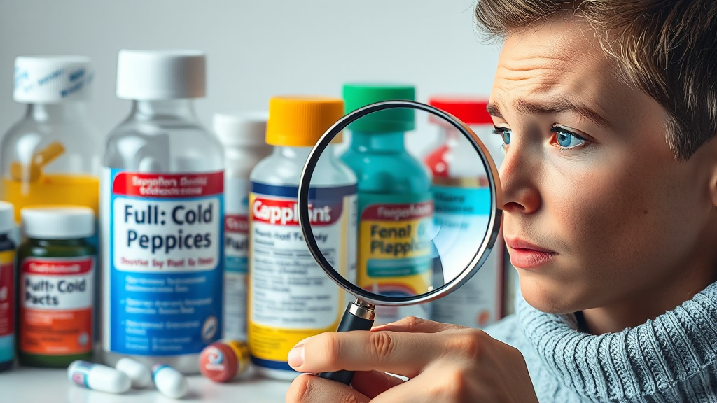 종합 vs 증상별 감기약 차이 (realistic 스타일)