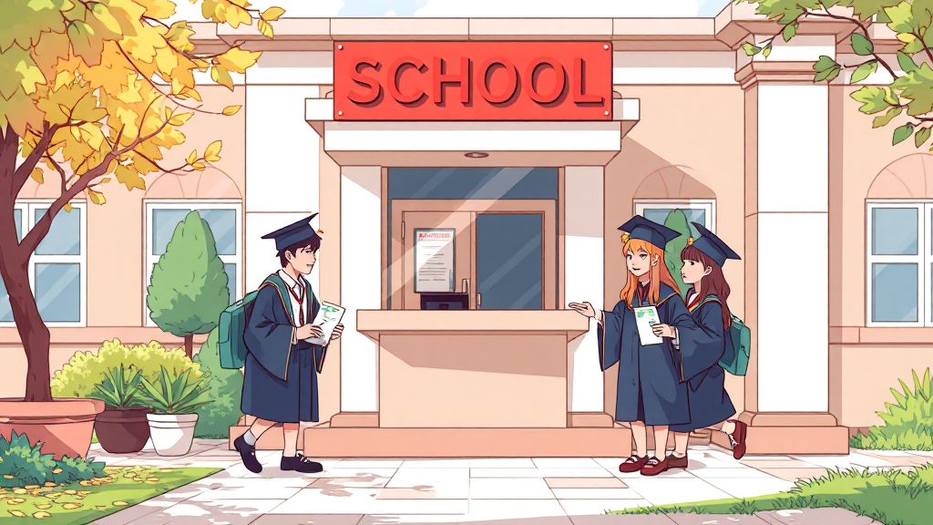 오프라인 발급: 학교 방문 & 무인발급기 (illustration 스타일)