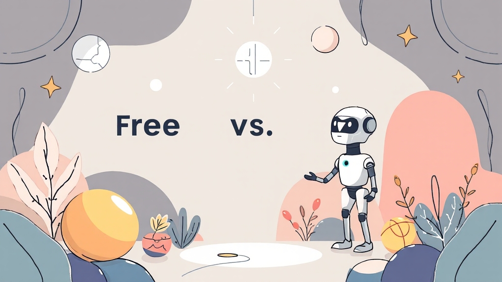 AI 챗봇 요금제 비교: 무료 vs 유료 (illustration 스타일)