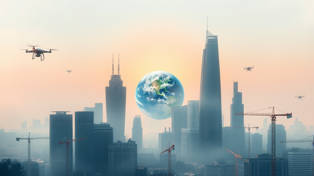 국내외 건설 시장 동향 (watercolor 스타일)