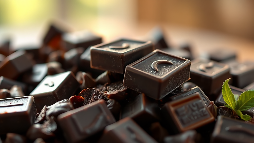 다크초콜릿의 놀라운 항산화 효과와 건강 효능 (realistic 스타일)