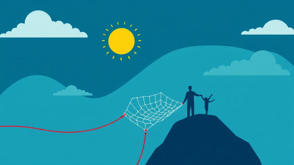 고용보험: 실직과 재취업을 위한 든든한 안전망 (illustration 스타일)