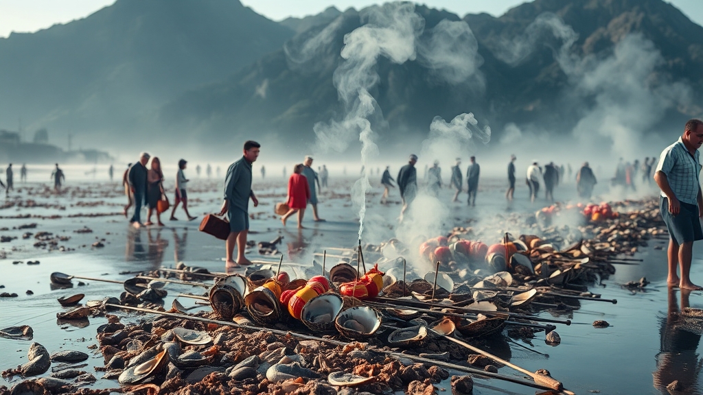 천북굴 축제: 시작 이야기 (realistic 스타일)