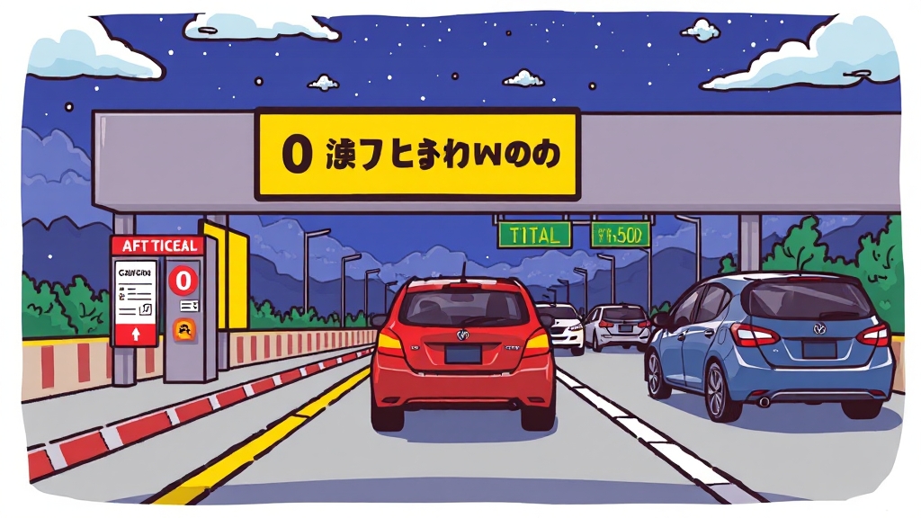 통행료 면제, 어떻게 적용될까? (cartoon 스타일)
