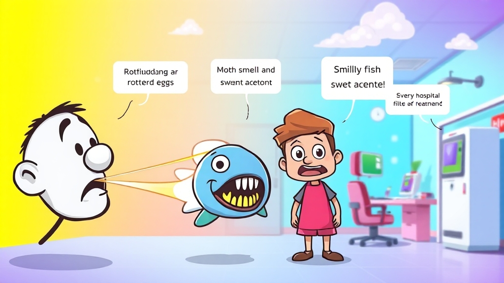 냄새 지속 시 의심 질환 (cartoon 스타일)