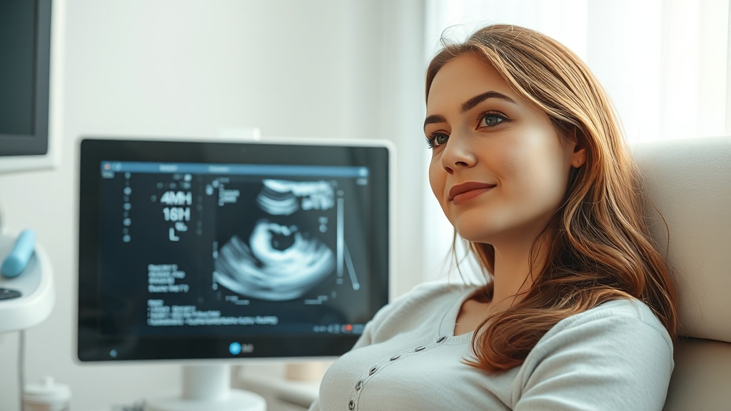난소 건강 검진 및 의료 기술 (realistic 스타일)