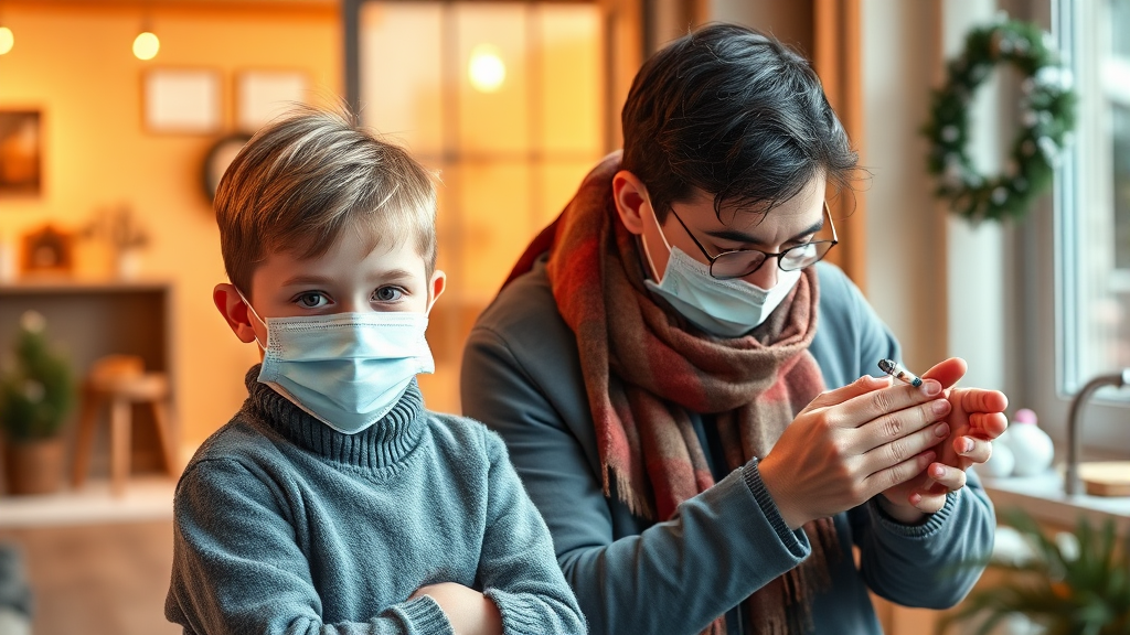 A형 독감 예방 및 관리 (realistic 스타일)