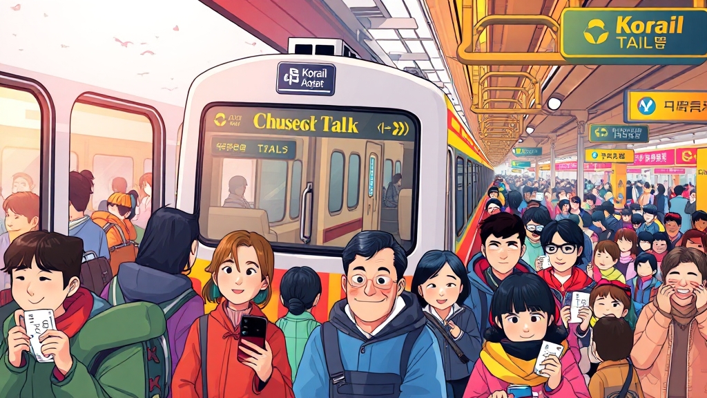 추석 기차 이용 시 주의사항 (cartoon 스타일)
