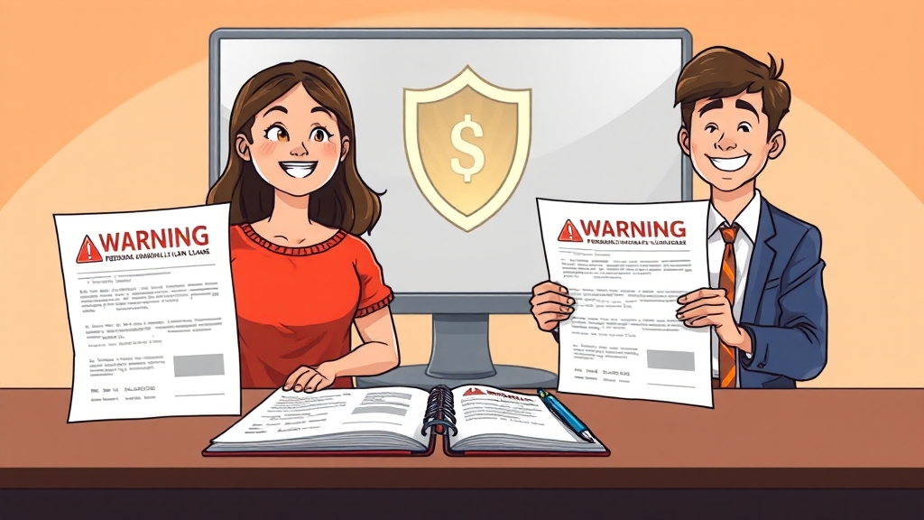 대출 이용 시 주의사항 (cartoon 스타일)