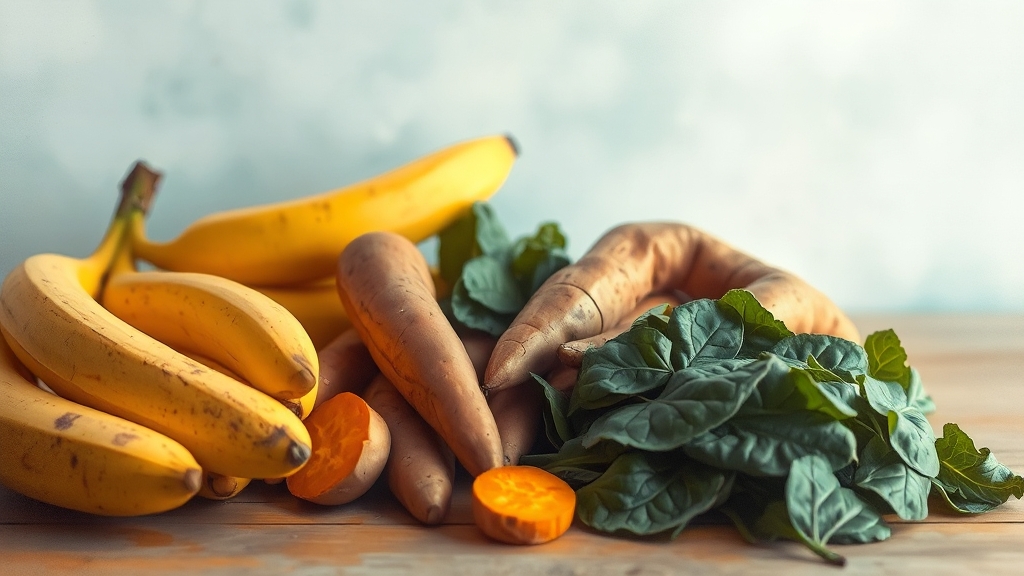 칼륨이 풍부한 음식 (watercolor 스타일)