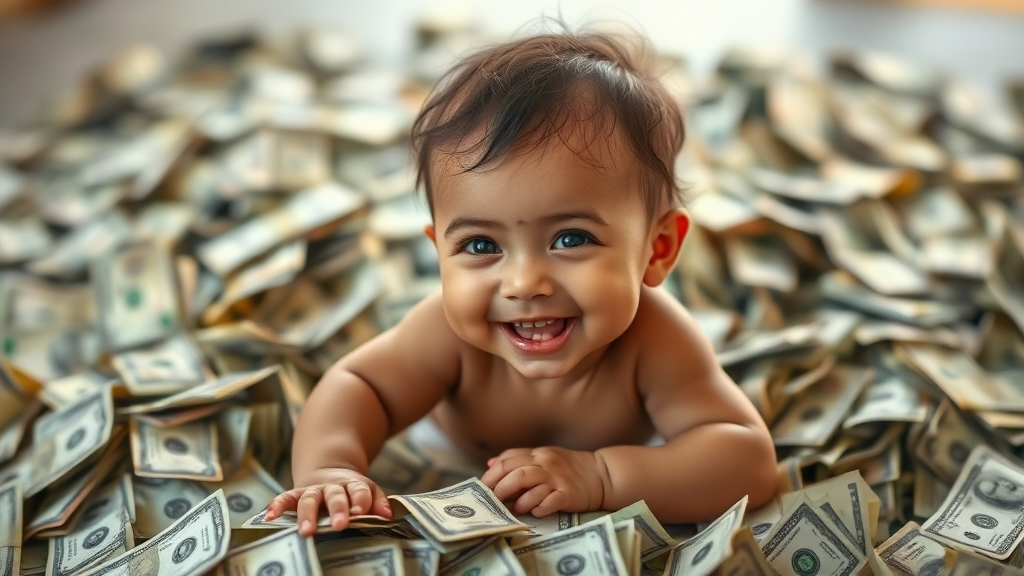 지역별 출산장려금 비교 (realistic 스타일)