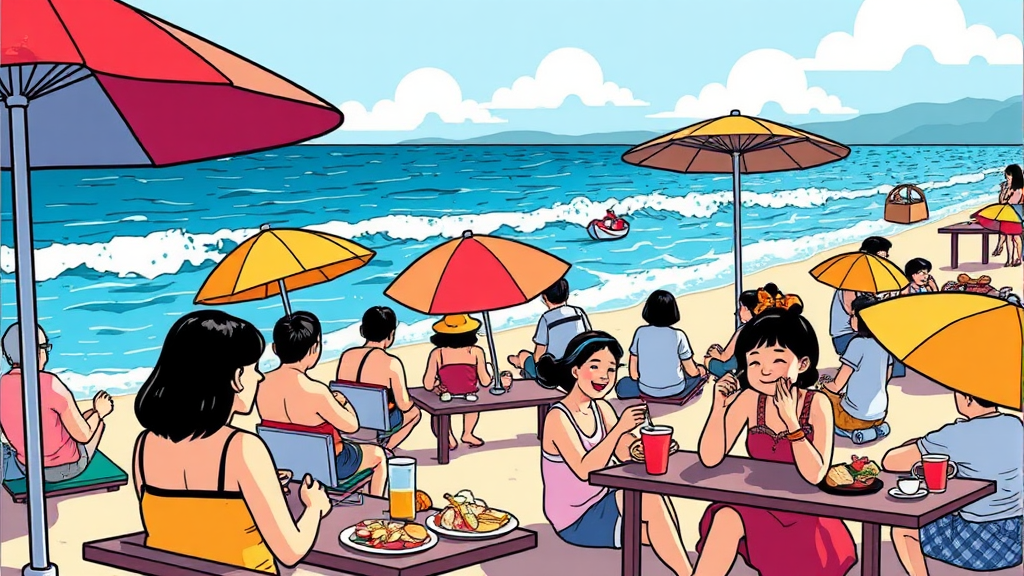 강릉 필수 코스: 해변, 맛집, 명소 (cartoon 스타일)