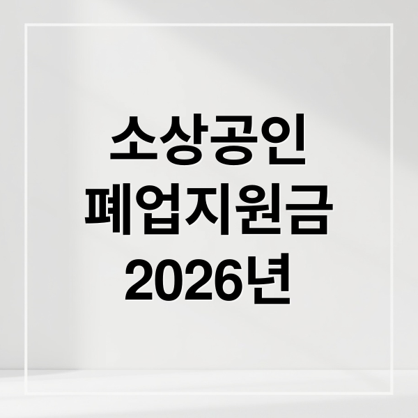 소상공인
폐업지원금
2026년 (2026 소상공인 폐업지원금 250만원)