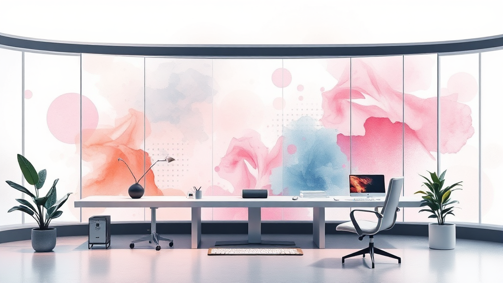 멀티태스킹, 덱스, AI 기능 (watercolor 스타일)