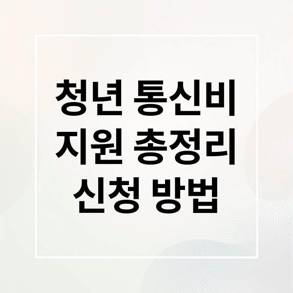 청년 통신비
지원 총정리
신청 방법 (청년 통신비 지원 받는 대상 조건 완벽 정리)