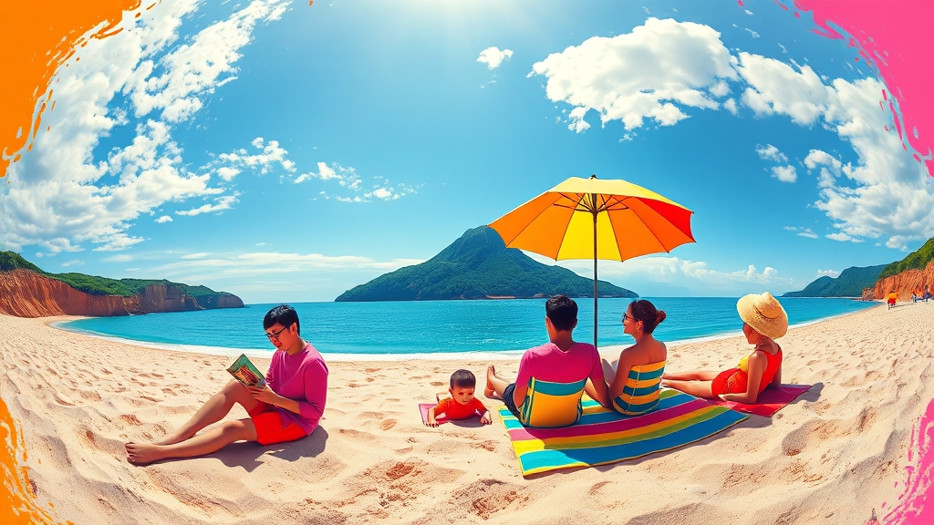 가족 여행 추천: 삼척, 군산오름, 제주 (popart 스타일)