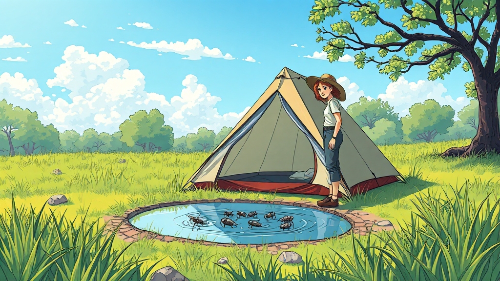 모기 유충 제거와 환경 관리 (illustration 스타일)