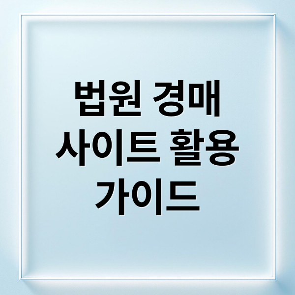 법원 경매
사이트 활용
가이드 (법원경매정보 사이트)