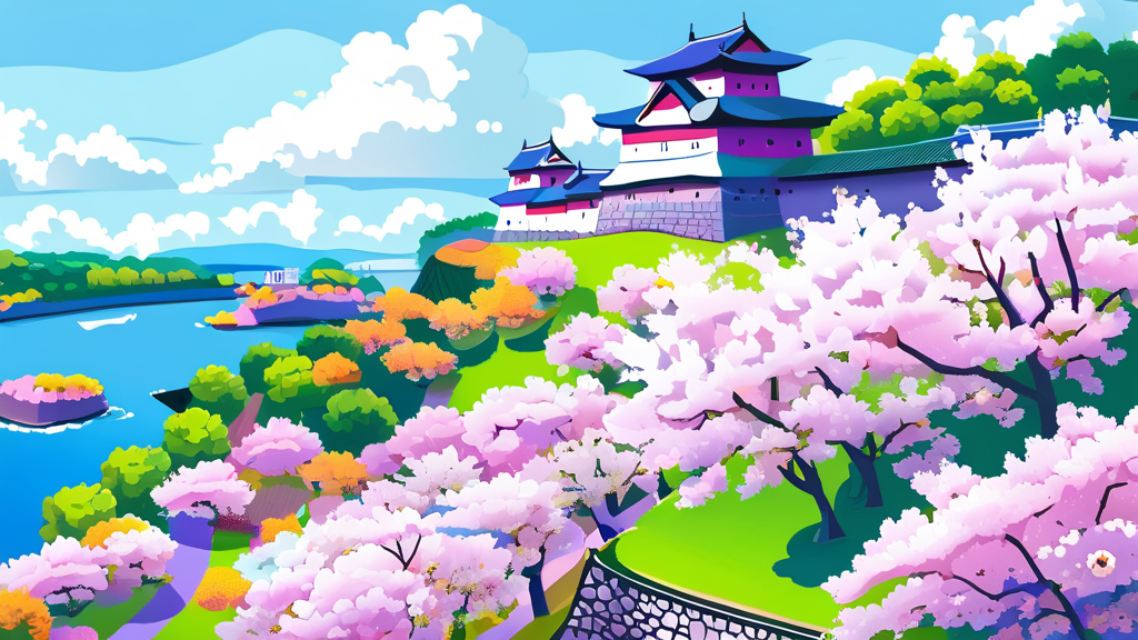 황홀한 벚꽃 물결 속으로: 거제 벚꽃 명소 추천 (cartoon 스타일)