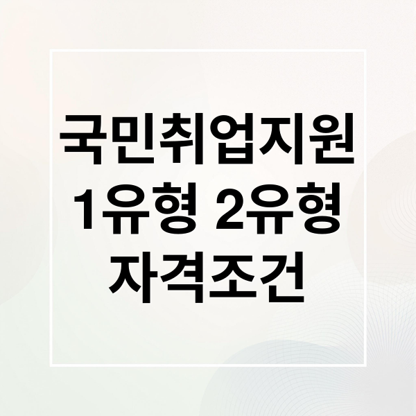 국민취업지원
1유형 2유형
자격조건 (국민취업지원제도 신청 방법)