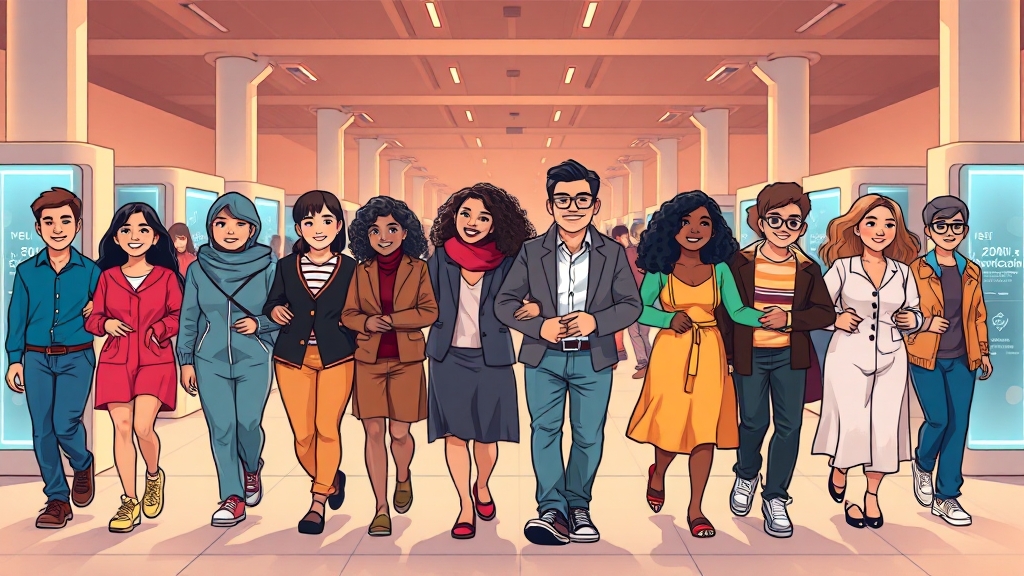 디지털 포용 사회를 위한 과제와 전망 (cartoon 스타일)