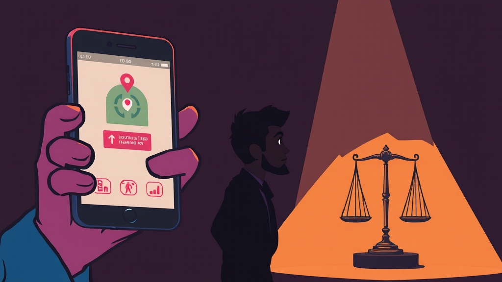 불법 위치추적, 법적 처벌은? (cartoon 스타일)