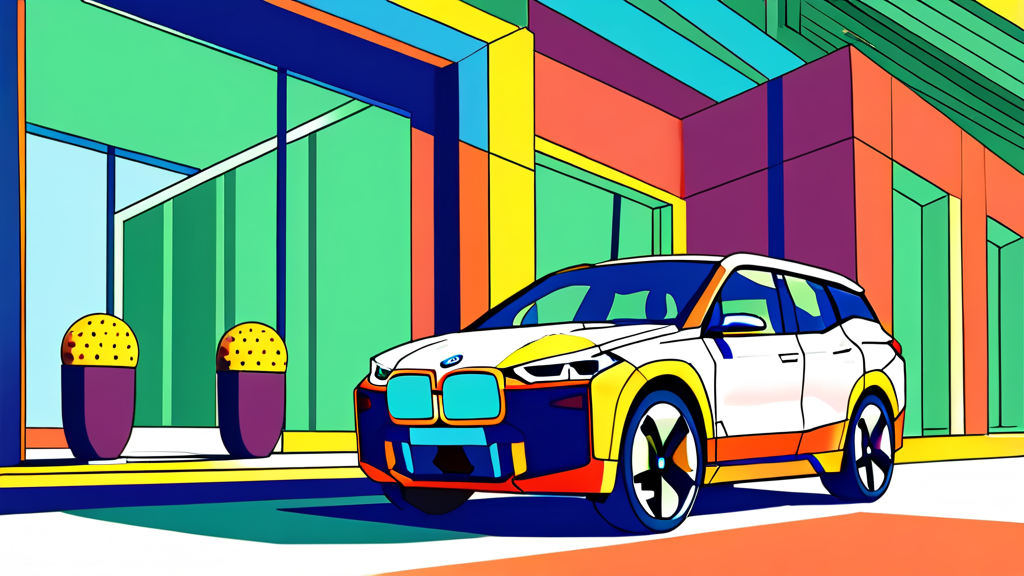 BMW 전기차 라인업 속 iX3의 위치 (cartoon 스타일)
