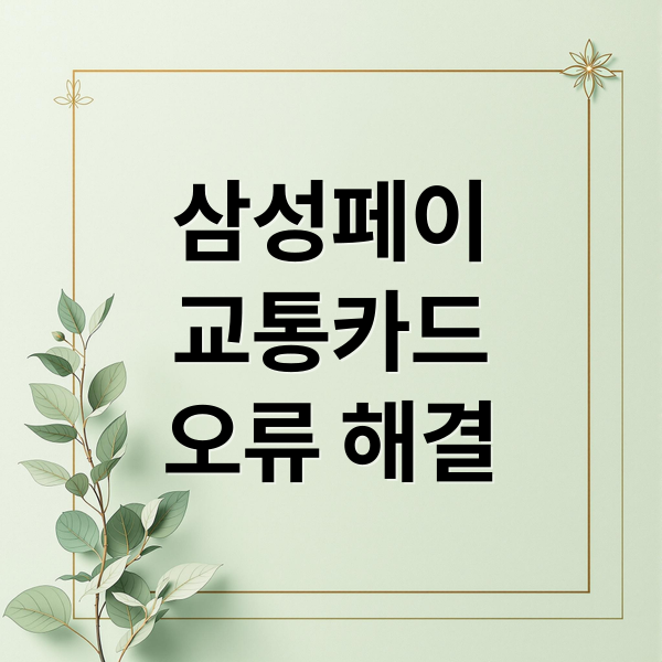 삼성페이
교통카드
오류 해결 (삼성페이 교통카드 등록 오류)