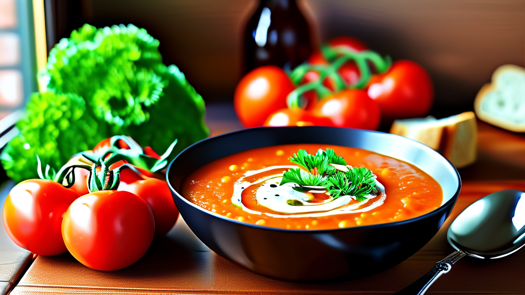 건강과 맛을 한번에, 토마토 수프 레시피 (realistic 스타일)