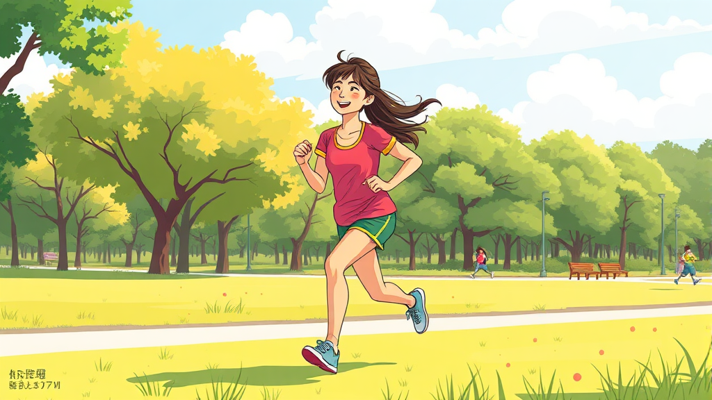 홍현희의 운동 루틴: 러닝과 함께하는 다이어트 (illustration 스타일)