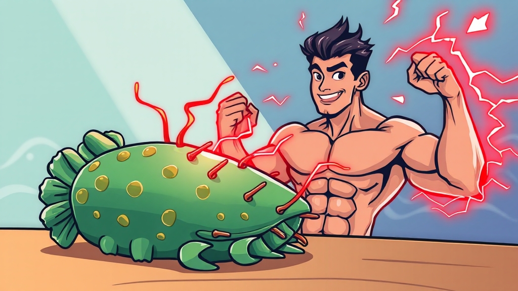 정력 강화 및 원기 회복 효과 (cartoon 스타일)