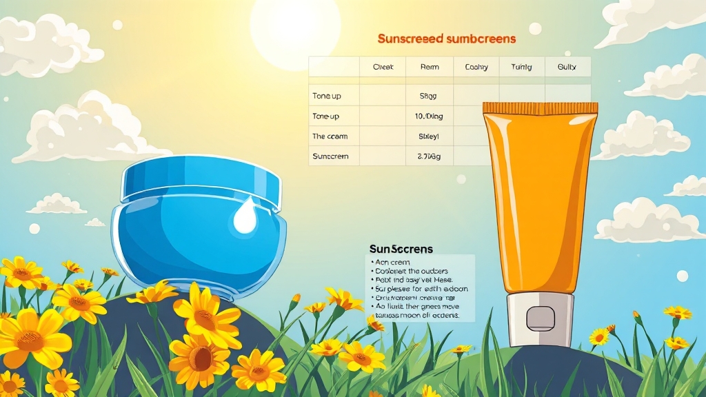 라인업 비교: 크림 & 선크림 (cartoon 스타일)