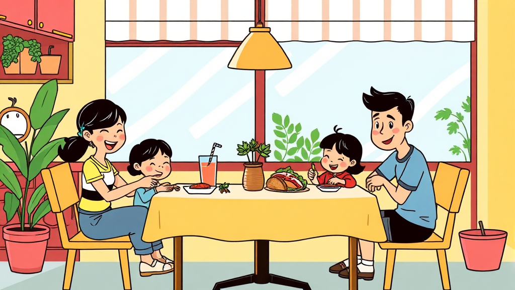 조식 레스토랑 이용 팁 (cartoon 스타일)