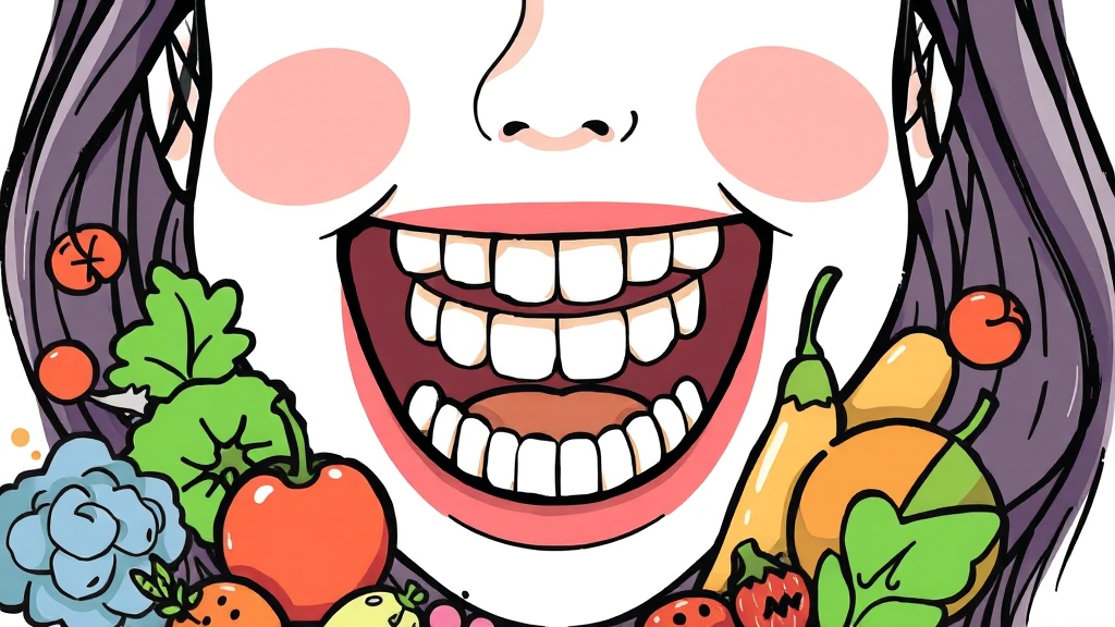 잇몸 건강에 좋은 음식 (illustration 스타일)