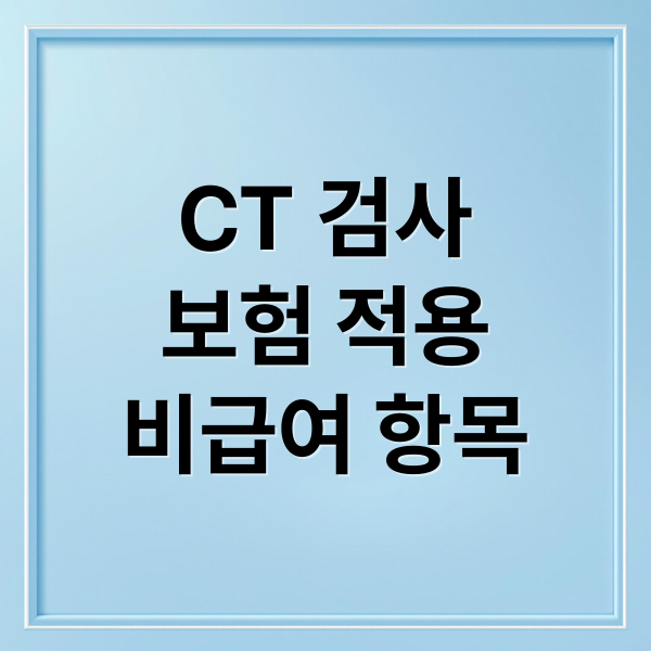 CT 검사
보험 적용
비급여 항목 (CT 검사 보험 적용 급여 비급여 실비)