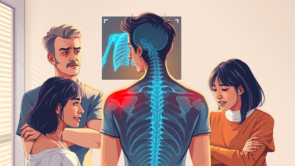 오십견 치료 시기: 조기 진단 중요 (illustration 스타일)