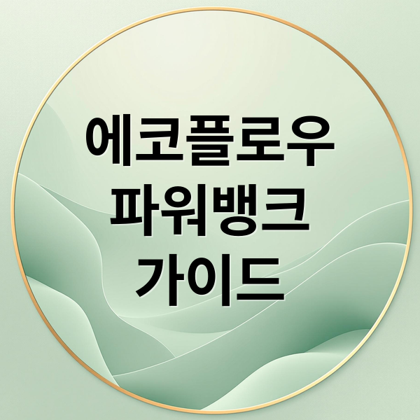 에코플로우
파워뱅크
가이드 (에코플로우 파워뱅크 전문성있게 만들어줘)
