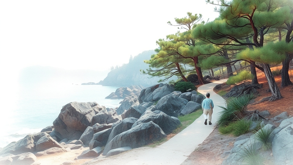 해안 산책로 A코스 (watercolor 스타일)