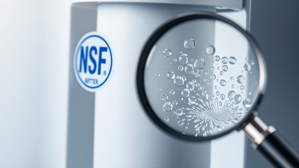 여러 종류의 NSF 인증 필터를 성능 기준으로 비교하는 이미지