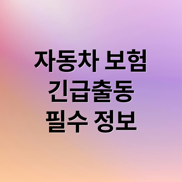 자동차 보험
긴급출동
필수 정보 (자동차 보험 긴급출동)
