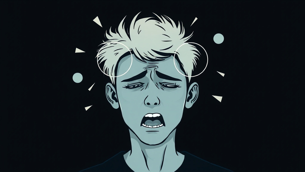 꿈 속 원형 탈모: 스트레스 반영 (illustration 스타일)